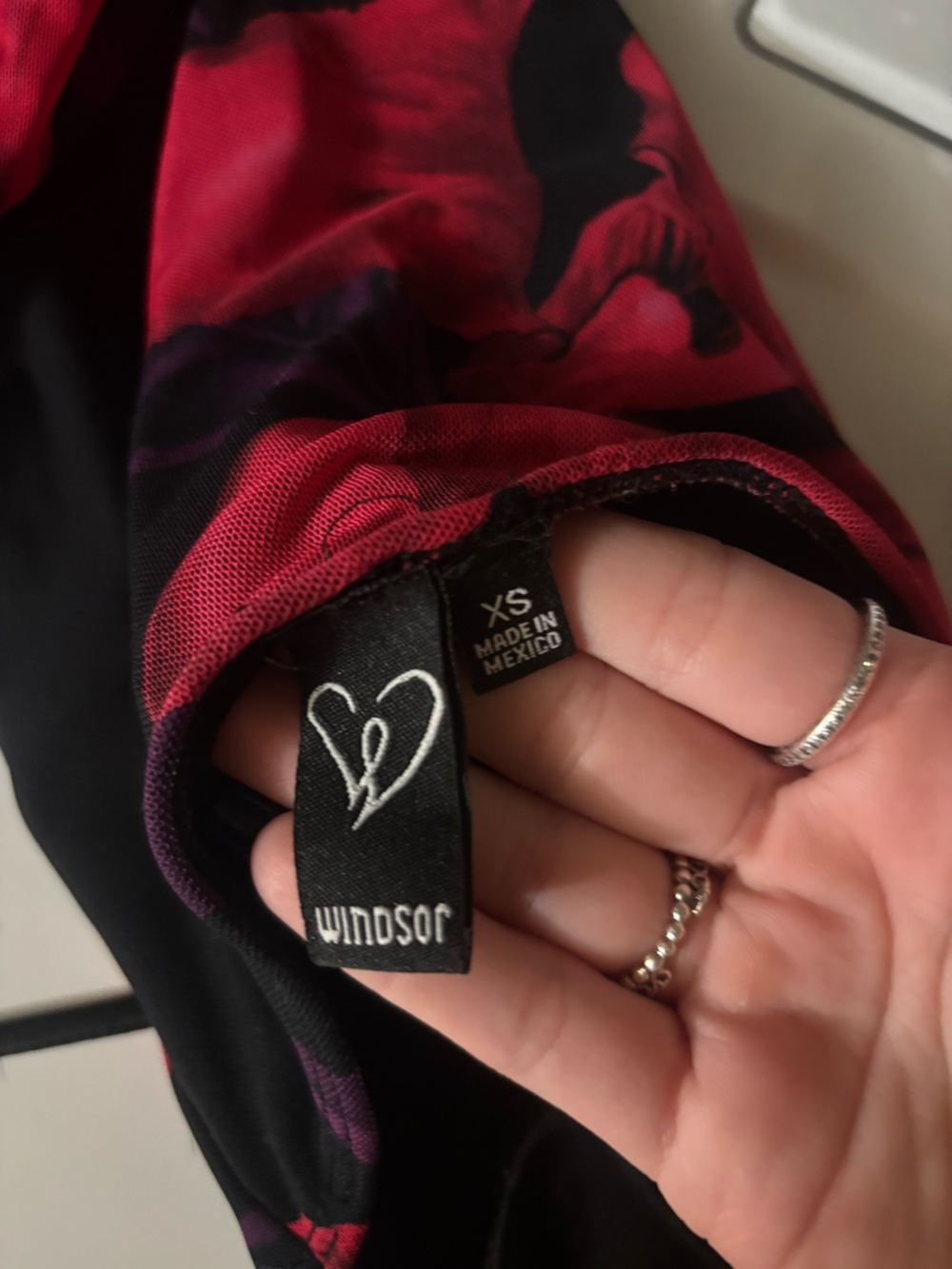 Windsor Black Dress with Red and Purple Floral Pattern - Picture 3 of 4